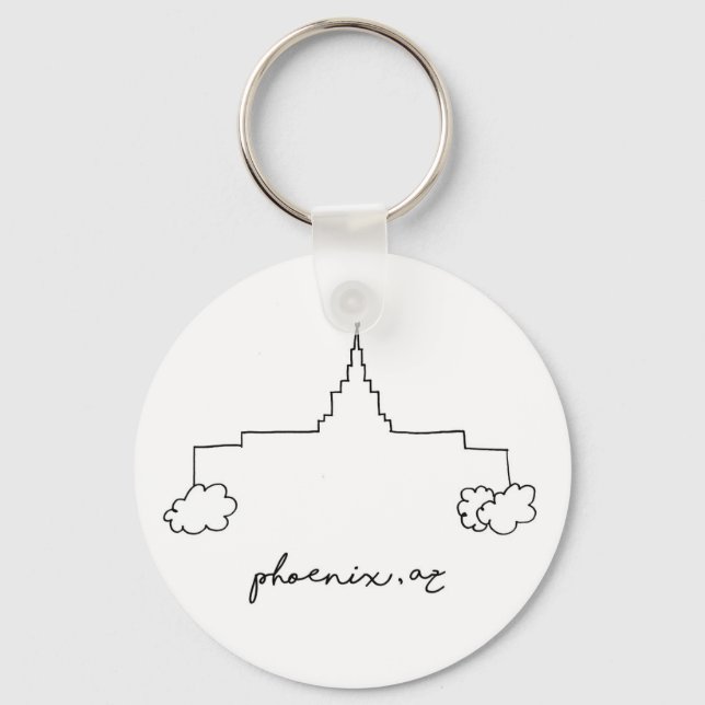 phoenix arizona temple simple modern sketch key ring (Front)