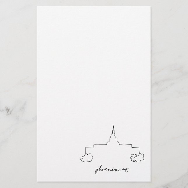 phoenix arizona temple simple modern sketch stationery (Front)