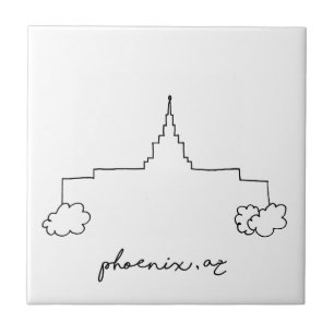 phoenix arizona temple simple modern sketch tile