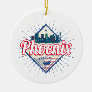 Phoenix Arizona United States Skyline Vintage USA Ceramic Tree Decoration