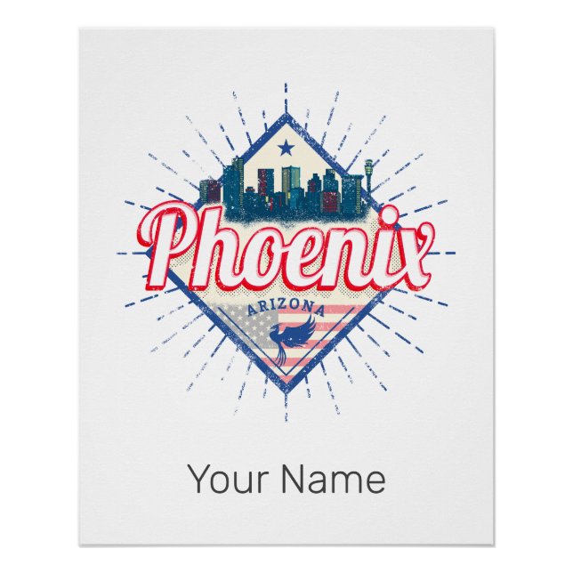 Phoenix Arizona United States Skyline Vintage USA Poster (Front)