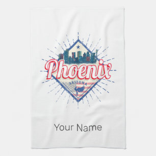 Phoenix Arizona United States Skyline Vintage USA Tea Towel