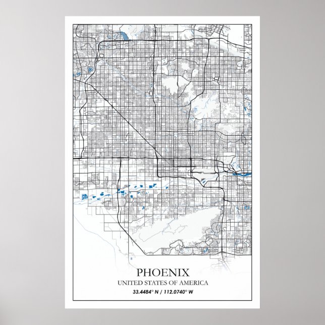 Phoenix Arizona USA Travel City Map Poster (Front)