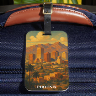 Phoenix Arizona Vintage Travel – Desert Skyline Luggage Tag