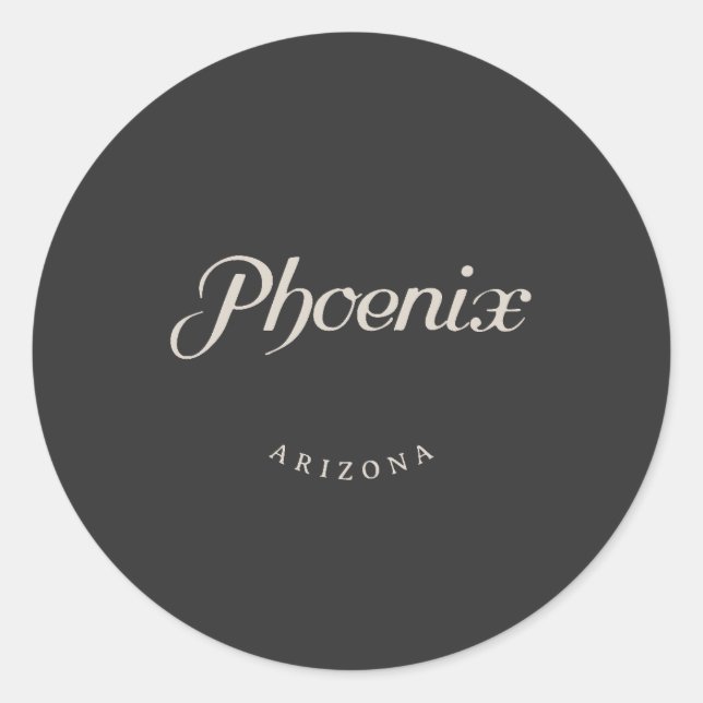 Phoenix Arizona White Font Classic Round Sticker (Front)