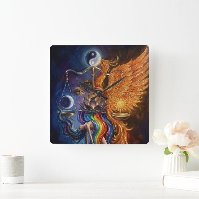 Phoenix Balance Spiritual Wall Tapestry Square Wall Clock (Home)