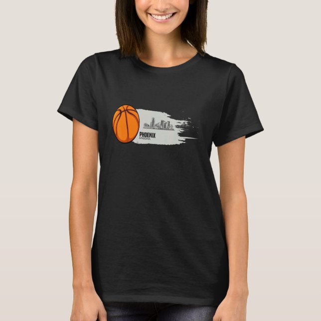 Phoenix Basketball B-Ball City Arizona Skyline Ret T-Shirt (Front)