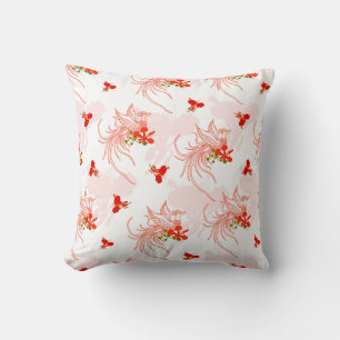 Phoenix Bird And Flower Seamless Pattern Art Cushion