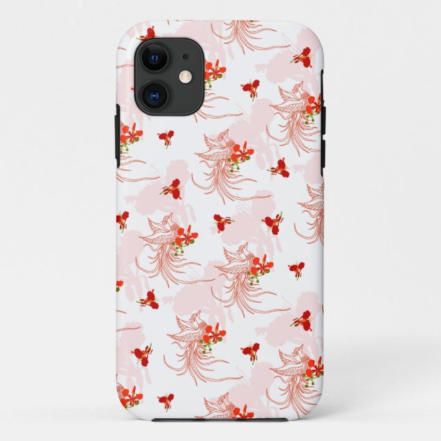Phoenix Bird And Phoenix Flower Seamless Pattern Case-Mate iPhone Case (Back)