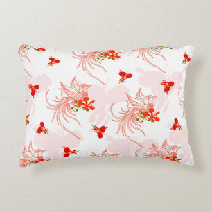 Phoenix Bird And Phoenix Flower Seamless Pattern Decorative Cushion