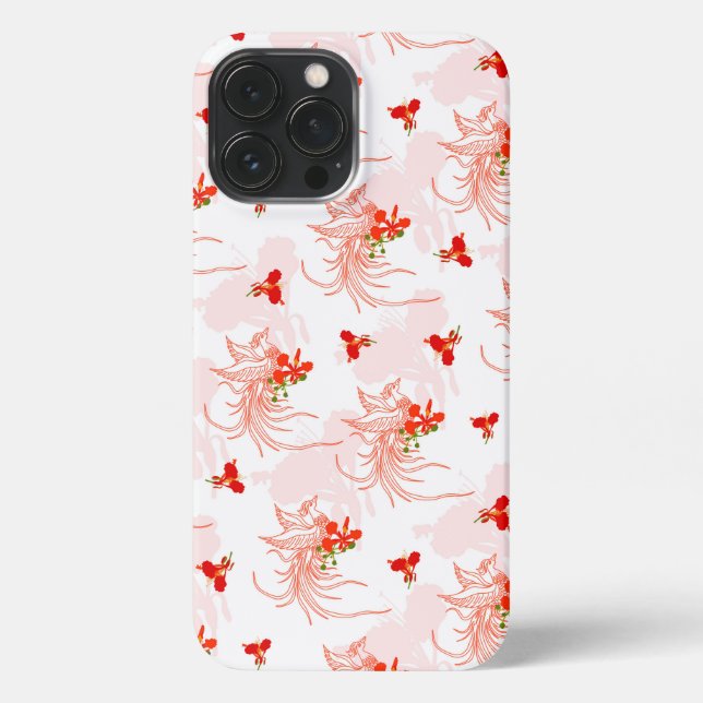 Phoenix Bird And Phoenix Flower Seamless Pattern iPhone Case (Back)