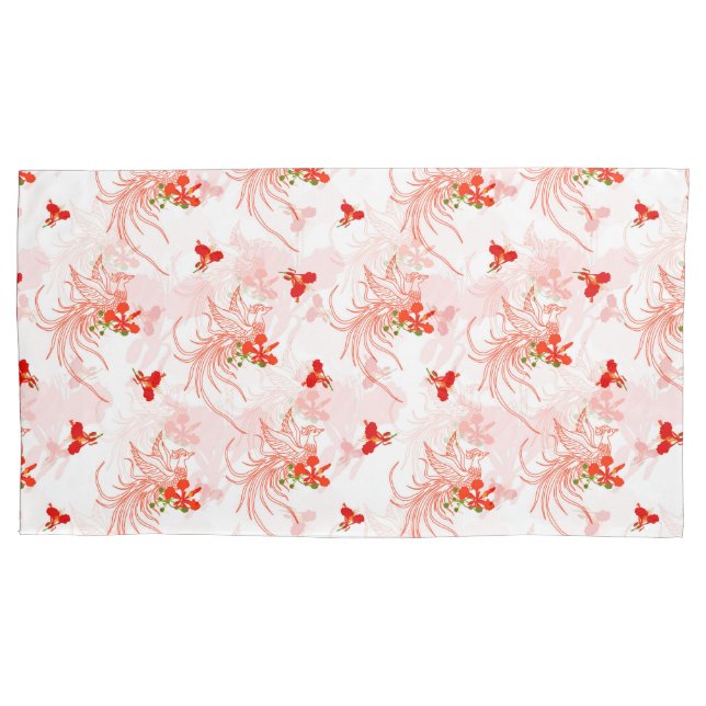 Phoenix Bird And Phoenix Flower Seamless Pattern Pillowcase (Front-Left)