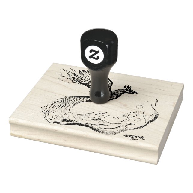 Phoenix Bird Flying Falcon Eagle Hawk Fire Flaming Rubber Stamp (Stamp)