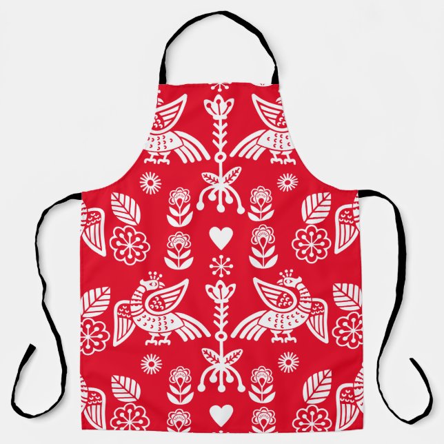 Phoenix Bird Folk Art Print Apron (Front)