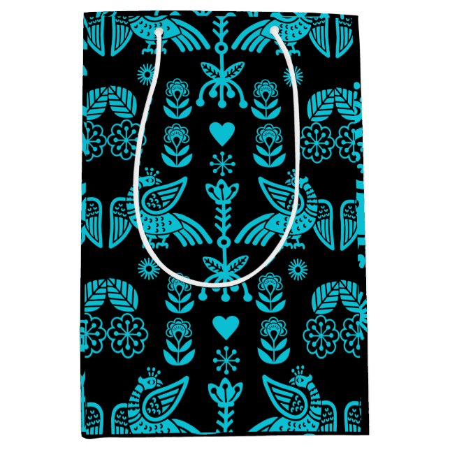 Phoenix Bird Folk Art Print Medium Gift Bag (Front)