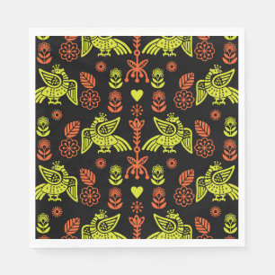 Phoenix Bird Folk Art Print Napkin