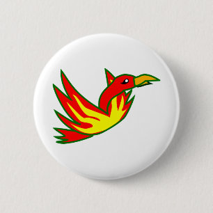 Phoenix Bird Of Fire Mythical Fire Bird Flaming 6 Cm Round Badge