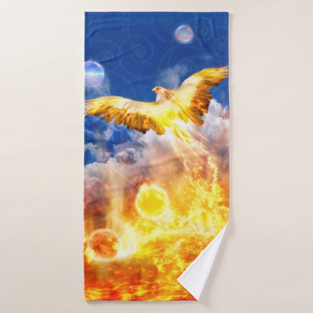 Phoenix Bird RISE ABOVE YOUR TROUBLES Bath Towel (Bath Towel)