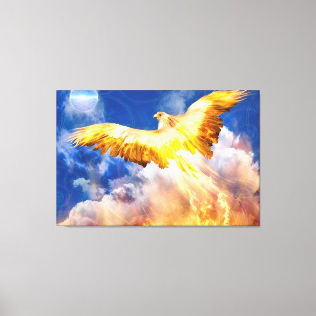 Phoenix Bird RISE ABOVE YOUR TROUBLES Canvas Print (Front)