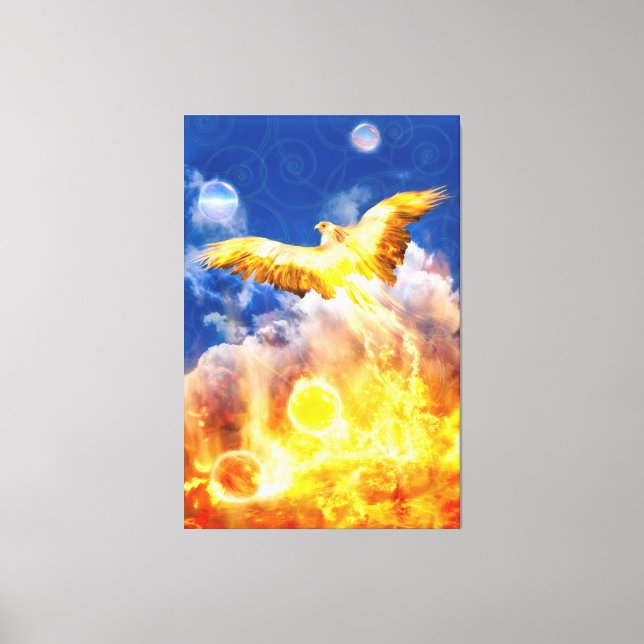Phoenix Bird RISE ABOVE YOUR TROUBLES Canvas Print (Front)