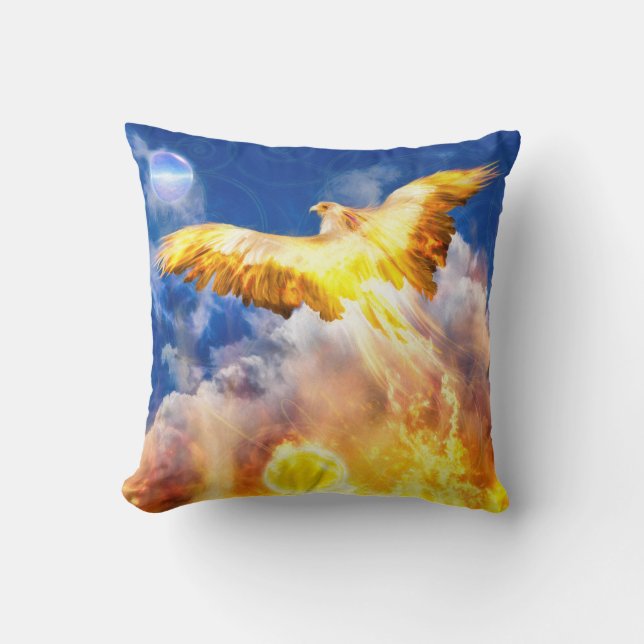 Phoenix Bird RISE ABOVE YOUR TROUBLES Cushion (Front)