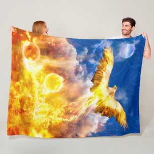 Phoenix Bird RISE ABOVE YOUR TROUBLES Fleece Blanket