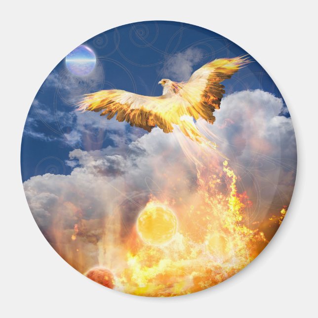 Phoenix Bird "RISE ABOVE YOUR TROUBLES" Magnet (Front)