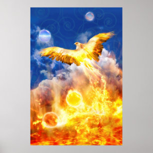 Phoenix Bird RISE ABOVE YOUR TROUBLES Poster