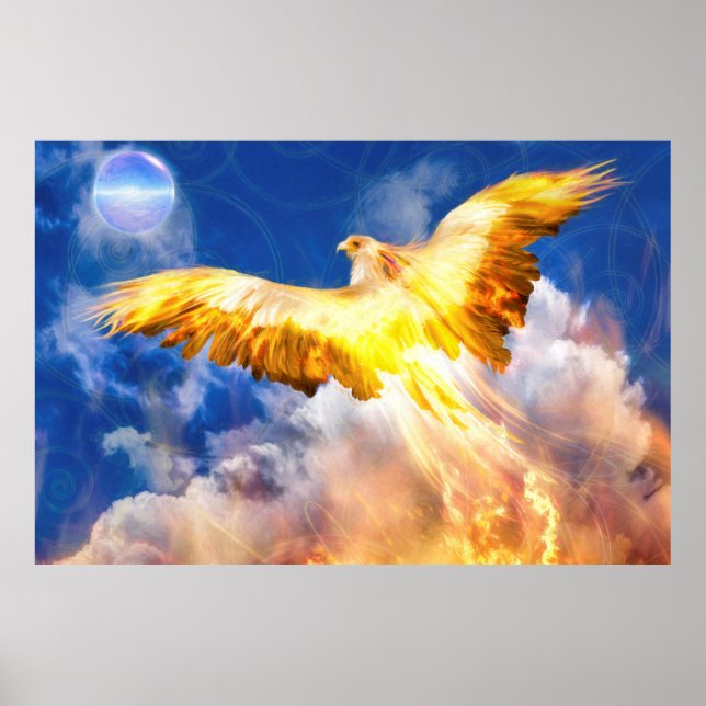 Phoenix Bird RISE ABOVE YOUR TROUBLES Poster (Front)