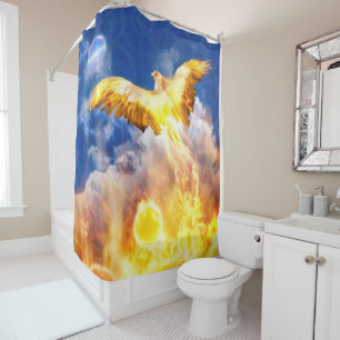 Phoenix Bird RISE ABOVE YOUR TROUBLES Shower Curtain