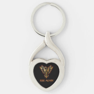 Phoenix Bird Rise Again Twisted Heart Keychain