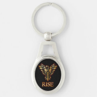 Phoenix Bird Rise Oval Keychain