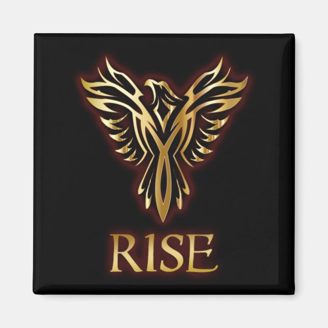 Phoenix Bird Rise Square Magnet (Front)