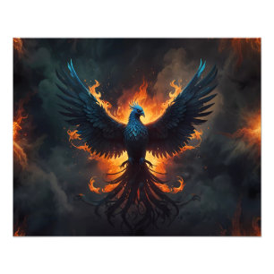 Phoenix Bird Rising with Flames Photo Print