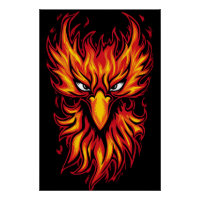 Phoenix Bird With Fiery Flames Graphic Art Design