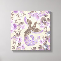 Phoenix Bird with watercolor flowers