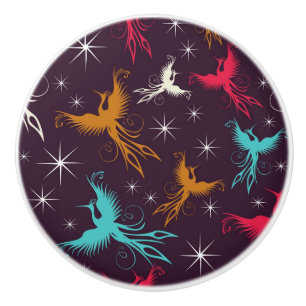 Phoenix Birds Figure Pattern Ceramic Knob