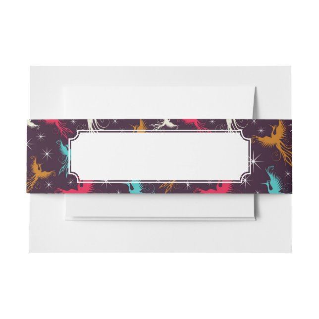 Phoenix Birds Figure Pattern Invitation Belly Band (Front Example)