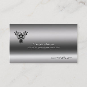 Phoenix, black on brushed steel effect business card