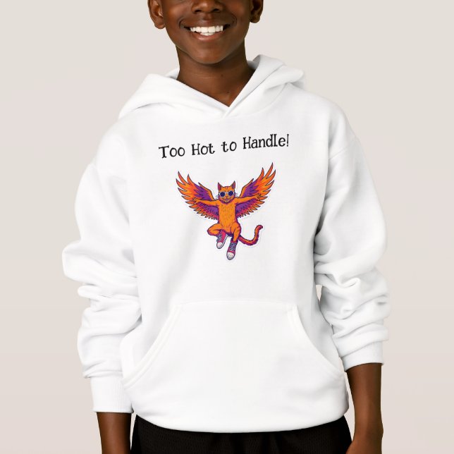 Phoenix Cat Kids Sweatshirt – Magical Fire Kitty (Front)