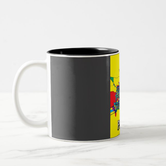 Phoenix City Map - Colourful Abstract Art Print  Two-Tone Coffee Mug (Left)