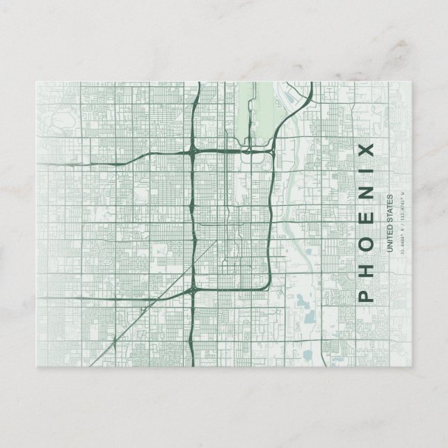 Phoenix City Map Minimal Postcard (Front)