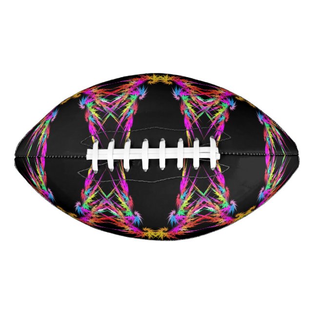 Phoenix - colourful fractal art on black american football (Front)