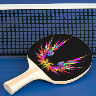  Phoenix - colourful fractal art on black Ping Pong Paddle