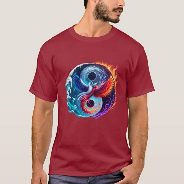 Phoenix & Dragon Yin Yang  T-Shirt  (Front)