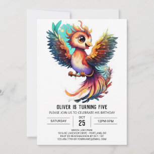 Phoenix Dreams Whimsical Watercolor Birthday Invitation