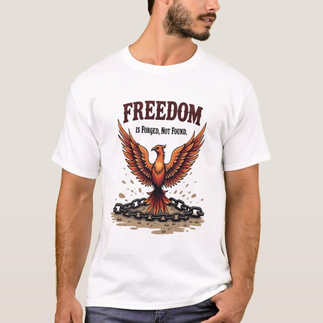 Phoenix Feather & Broken Chain – Forged Freedom Vi T-Shirt (Front)