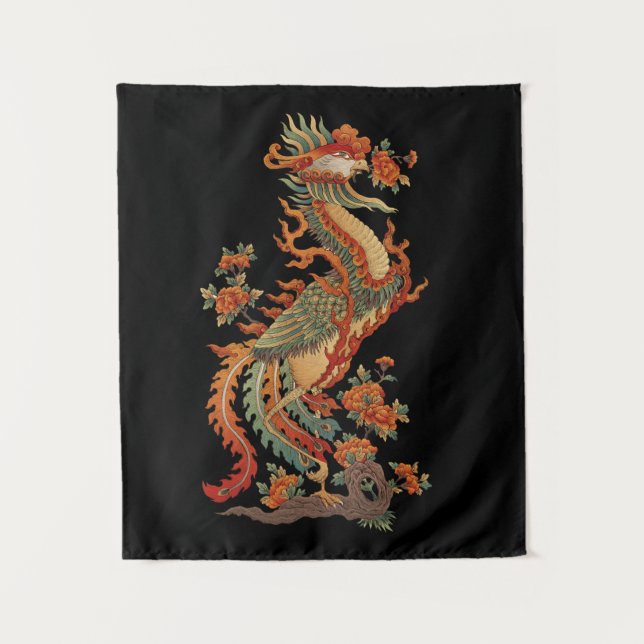 Phoenix Feng Chinese Sacred Animal Tapestry (Front)