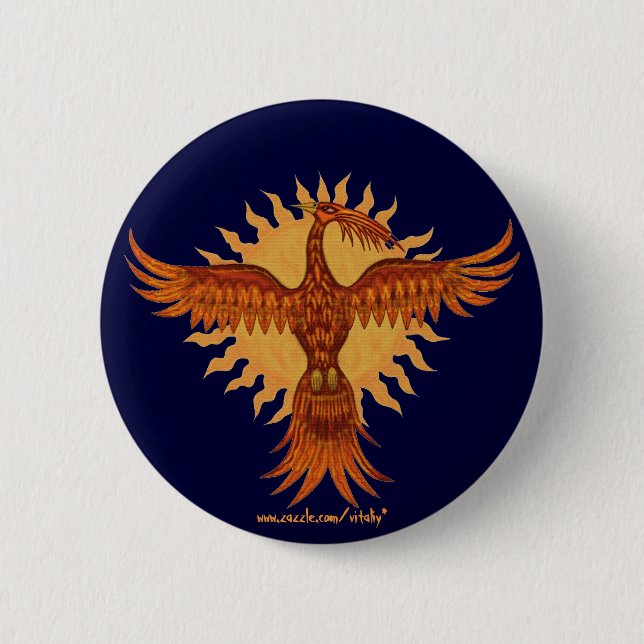 Phoenix fire bird cool button design (Front)