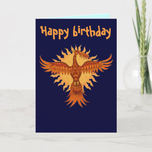 Phoenix fire bird cool happy birthday card design